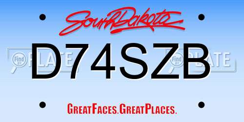 D74SZB South Dakota License Plate