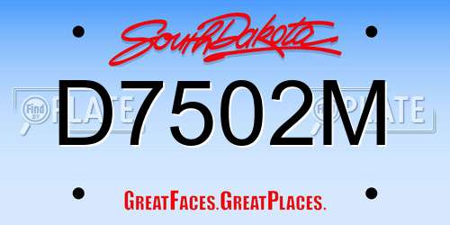 D7502M South Dakota License Plate