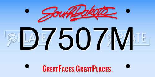 D7507M South Dakota License Plate