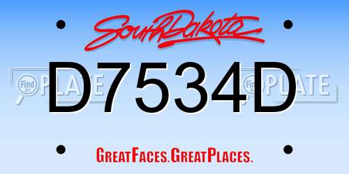 D7534D South Dakota License Plate