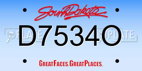 D7534O South Dakota License Plate