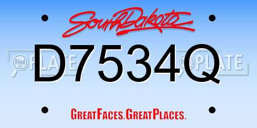 D7534Q South Dakota License Plate