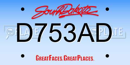 D753AD South Dakota License Plate