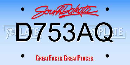 D753AQ South Dakota License Plate