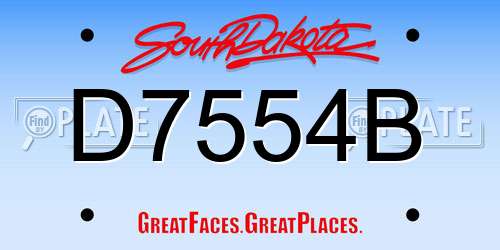 D7554B South Dakota License Plate