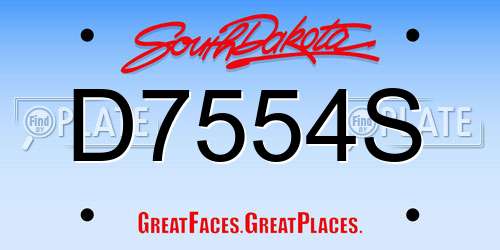 D7554S South Dakota License Plate