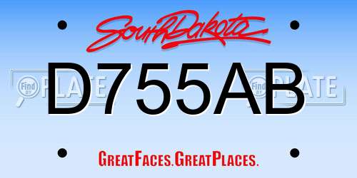 D755AB South Dakota License Plate