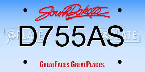 D755AS South Dakota License Plate