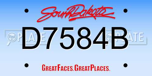 D7584B South Dakota License Plate