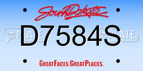 D7584S South Dakota License Plate