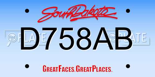 D758AB South Dakota License Plate