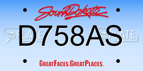 D758AS South Dakota License Plate