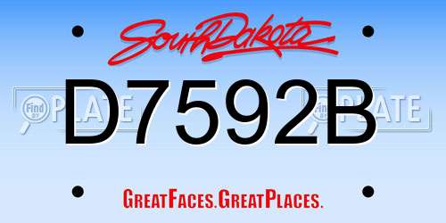 D7592B South Dakota License Plate