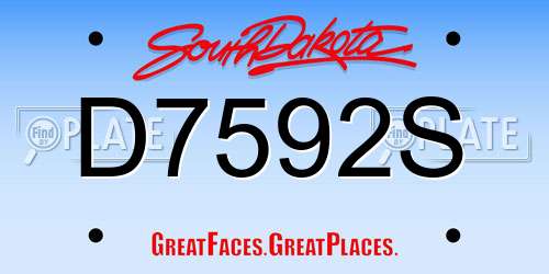 D7592S South Dakota License Plate
