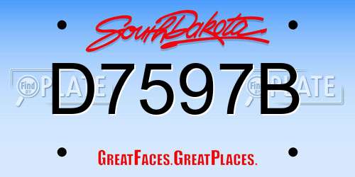 D7597B South Dakota License Plate