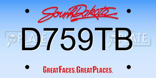 D759TB South Dakota License Plate