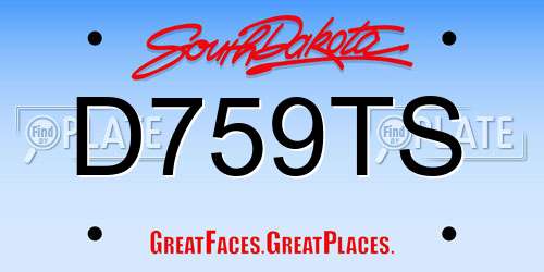 D759TS South Dakota License Plate