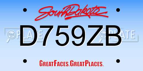 D759ZB South Dakota License Plate