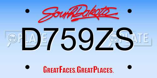 D759ZS South Dakota License Plate
