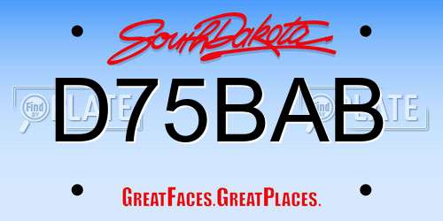 D75BAB South Dakota License Plate