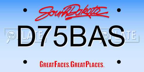 D75BAS South Dakota License Plate