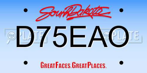 D75EAO South Dakota License Plate
