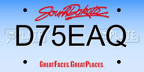 D75EAQ South Dakota License Plate