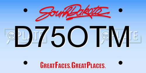 D75OTM South Dakota License Plate