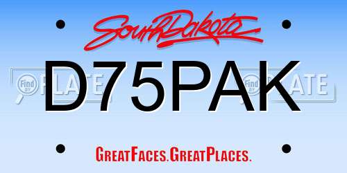 D75PAK South Dakota License Plate