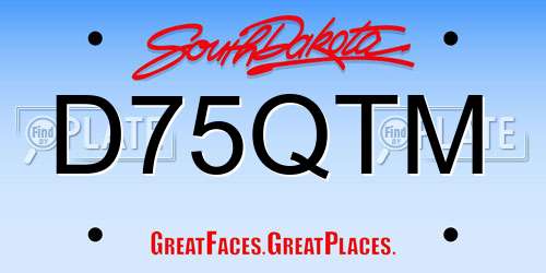 D75QTM South Dakota License Plate