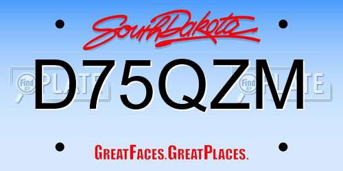 D75QZM South Dakota License Plate
