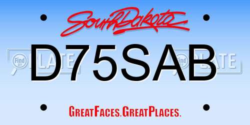 D75SAB South Dakota License Plate