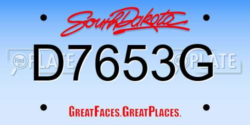 D7653G South Dakota License Plate