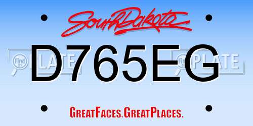 D765EG South Dakota License Plate