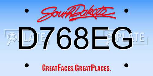 D768EG South Dakota License Plate