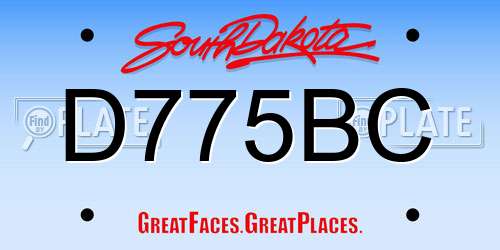 D775BC South Dakota License Plate