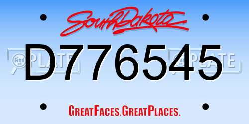D776545 South Dakota License Plate