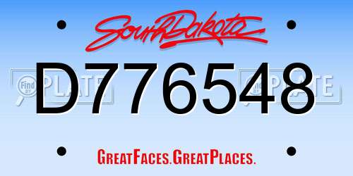 D776548 South Dakota License Plate