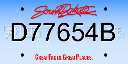 D77654B South Dakota License Plate