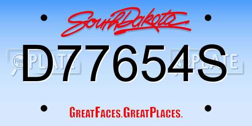 D77654S South Dakota License Plate