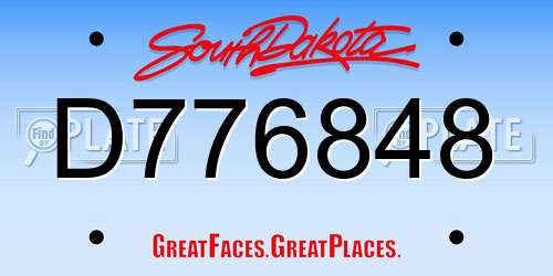 D776848 South Dakota License Plate