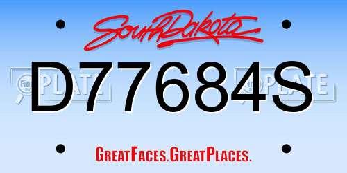 D77684S South Dakota License Plate