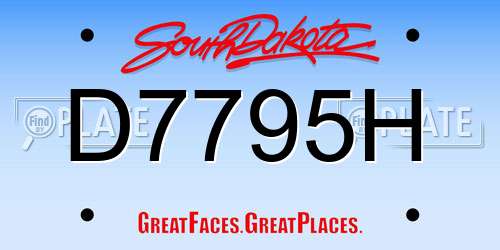 D7795H South Dakota License Plate