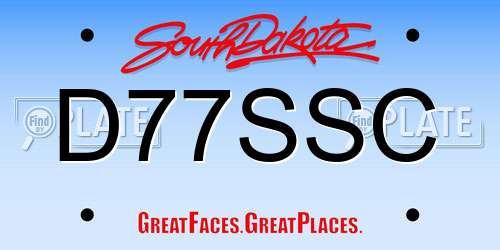 D77SSC South Dakota License Plate