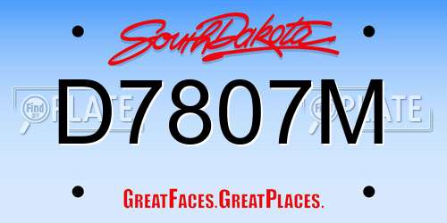 D7807M South Dakota License Plate