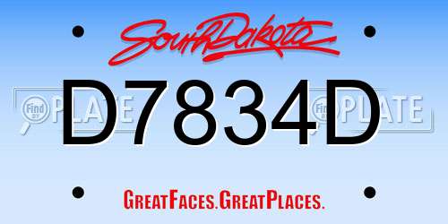 D7834D South Dakota License Plate