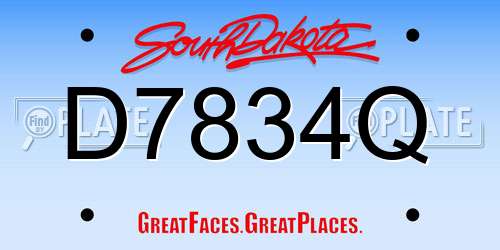 D7834Q South Dakota License Plate