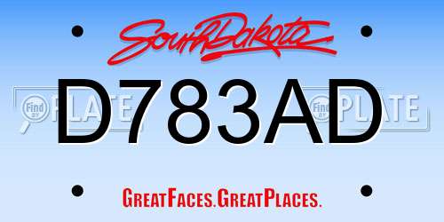 D783AD South Dakota License Plate