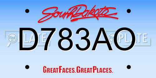 D783AO South Dakota License Plate