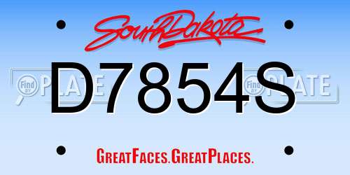 D7854S South Dakota License Plate